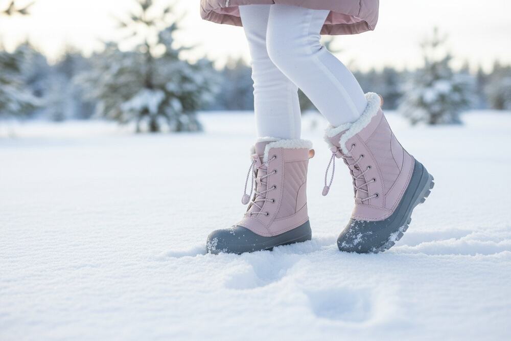 NWT All In Motion Kids Skylar Waterproof Snow Boots - Blush Pink/Gray Size 2